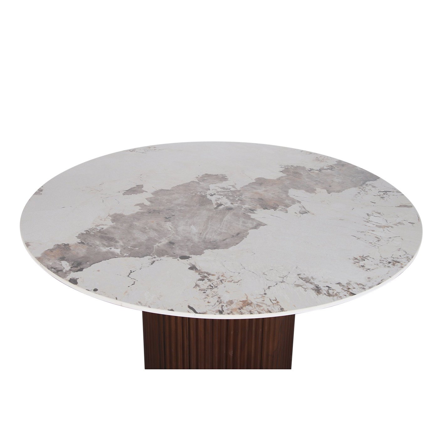 Urban Chique Ronde Tafel Keramisch Marmer / Walnootfineer 2 Urban Chique Ronde Tafel Keramisch Marmer / Walnootfineer - Afbeelding 2