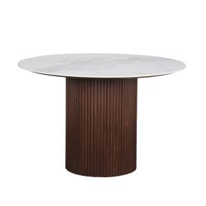Urban Chique Ronde Tafel Keramisch Marmer / Walnootfineer