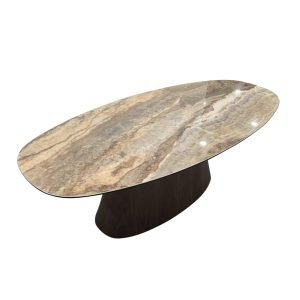 Deense Eettafel Keramisch Onyx / Walnootfineer