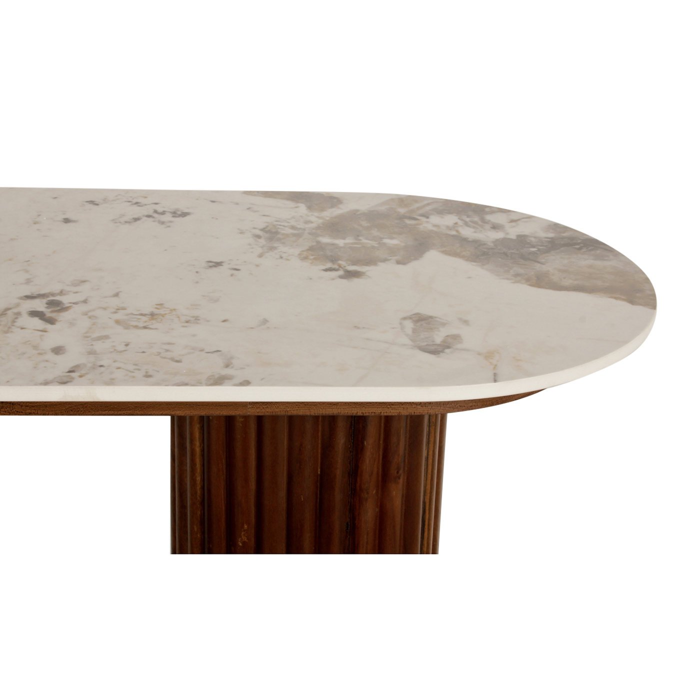 Urban Chique Bijzettafel Keramisch Marmer / Walnootfineer 3 Urban Chique Bijzettafel Keramisch Marmer / Walnootfineer - Afbeelding 3