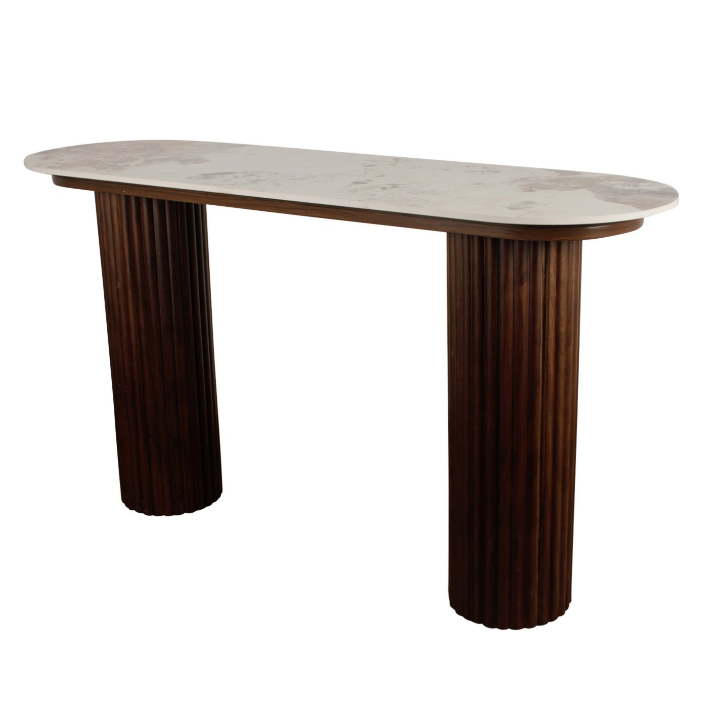 Urban Chique Bijzettafel Keramisch Marmer / Walnootfineer 1 Urban Chique Bijzettafel Keramisch Marmer / Walnootfineer