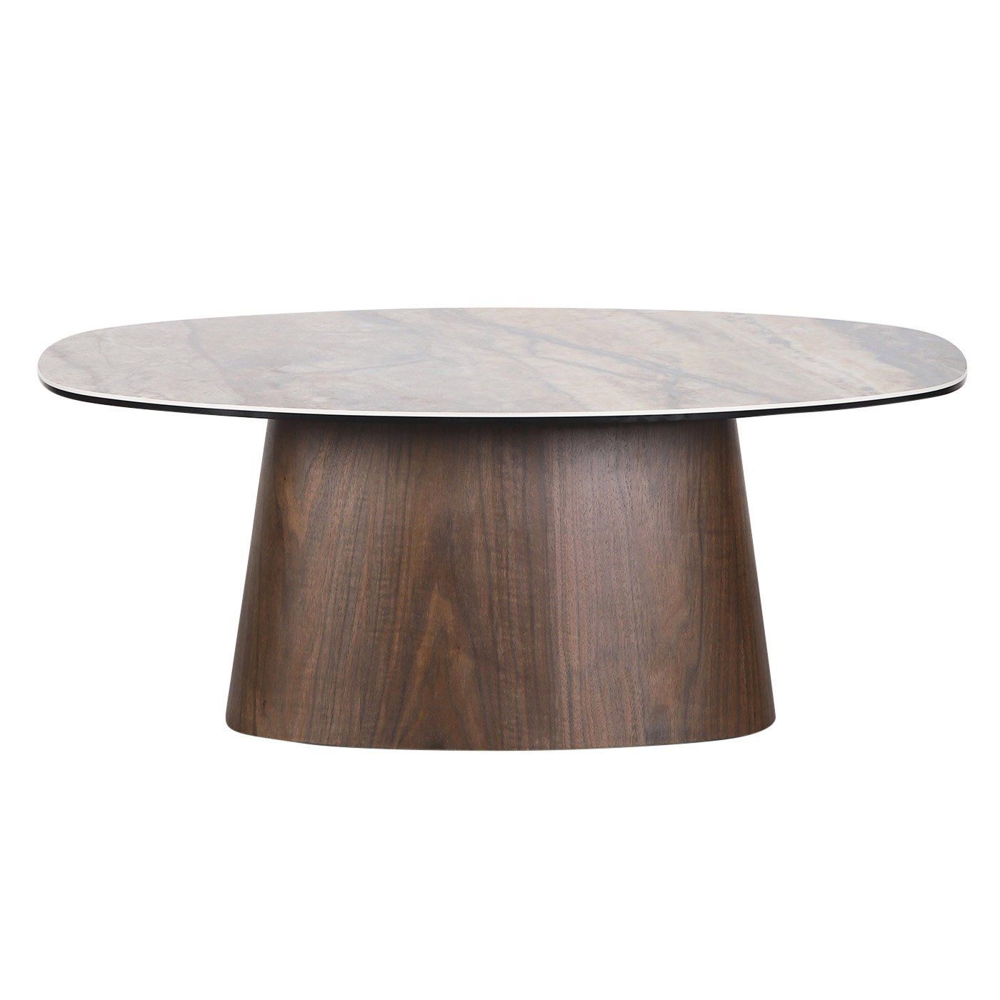 Deense Salontafel Keramisch Onyx / Walnootfineer 1 Deense Salontafel Keramisch Onyx / Walnootfineer