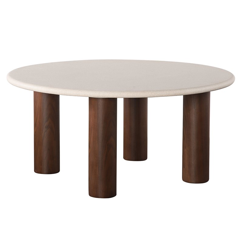 Japandi Lage Eettafel Microcement / Walnootfineer 1 Japandi Lage Eettafel Microcement / Walnootfineer
